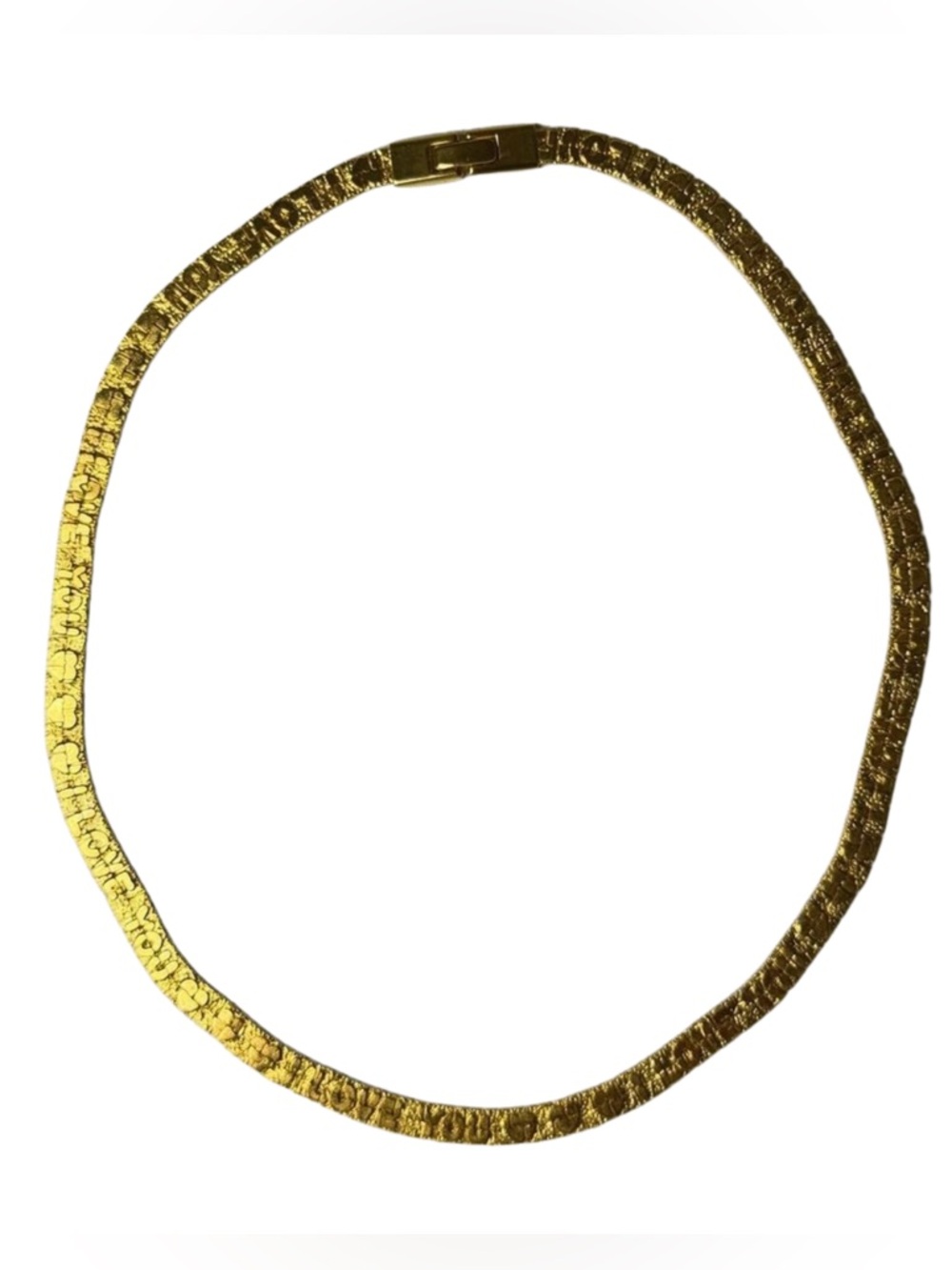 Vintage Gold Tone I LOVE YOU Heart Embossed Chain Necklace